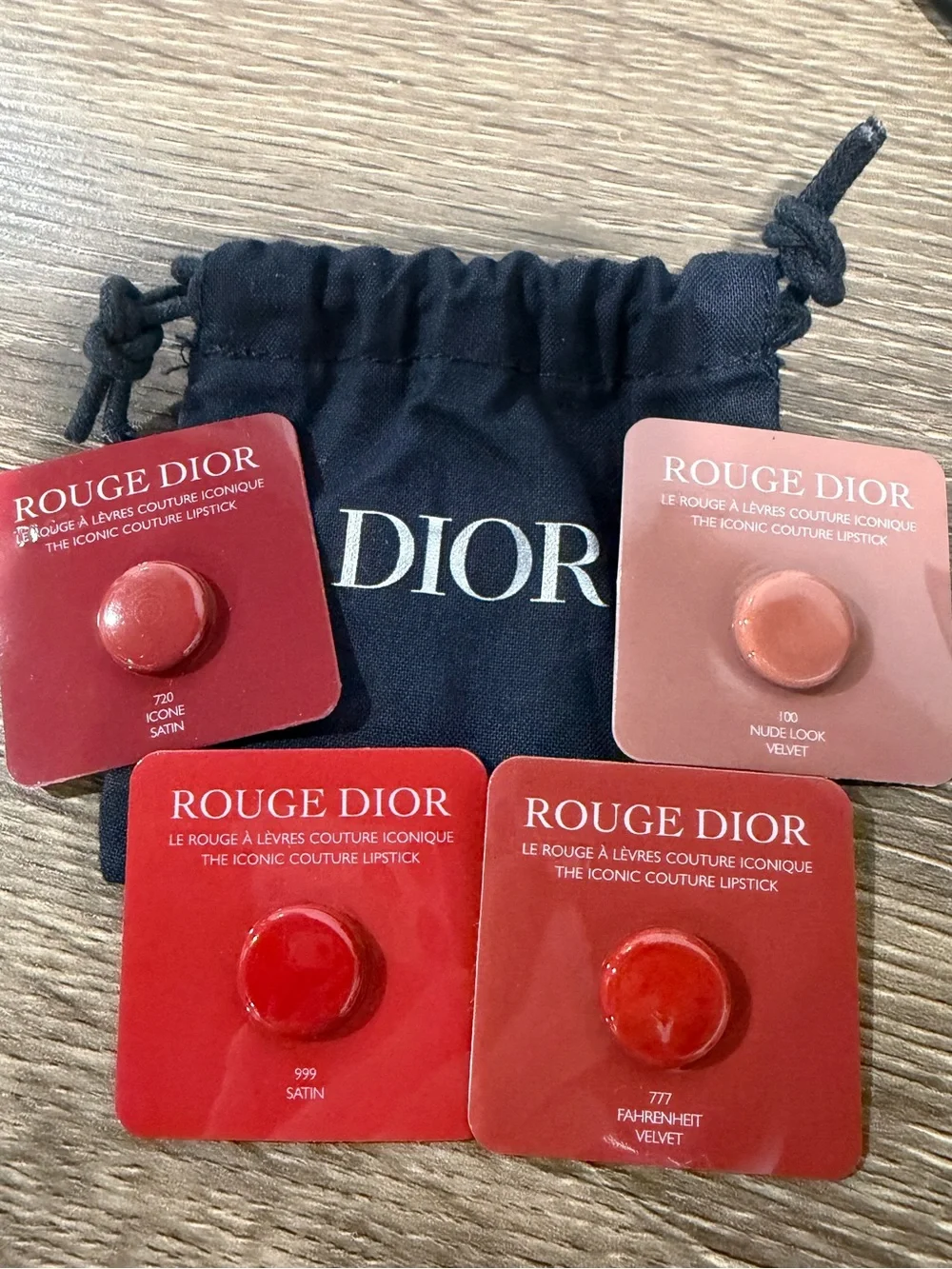 Dior Rouge Dior Sample Set‎ Iconic Couture Lipstick 4 Shades Pouch